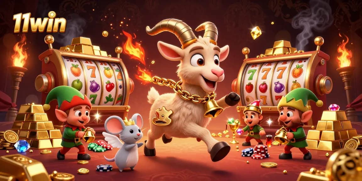 Experience the festive chaos at 11win's holiday-horror casino with a Krampus goat and mischievous gremlins.