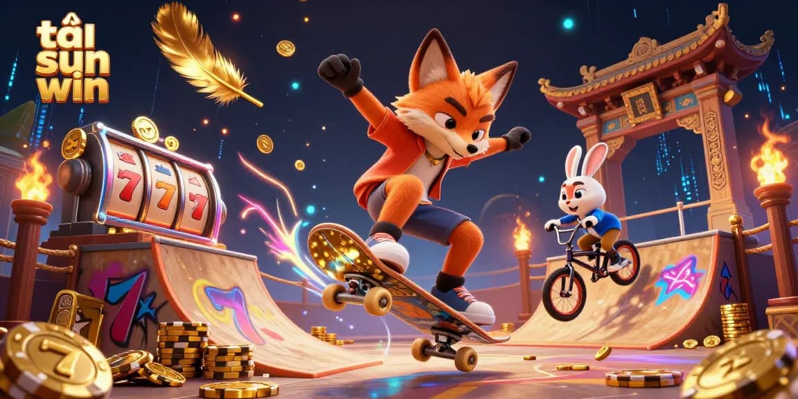 Join the action in this vibrant 3D scene capturing tải sun win with animated characters and casino elements.