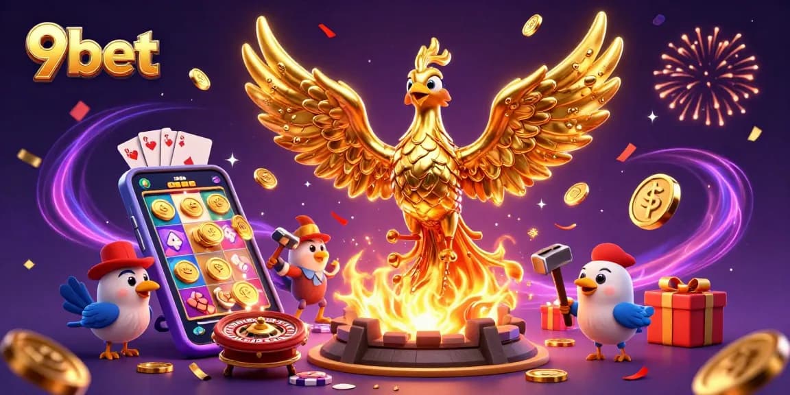 Experience thrilling casino adventures with 9bet, featuring a molten metal phoenix and dynamic game elements.
