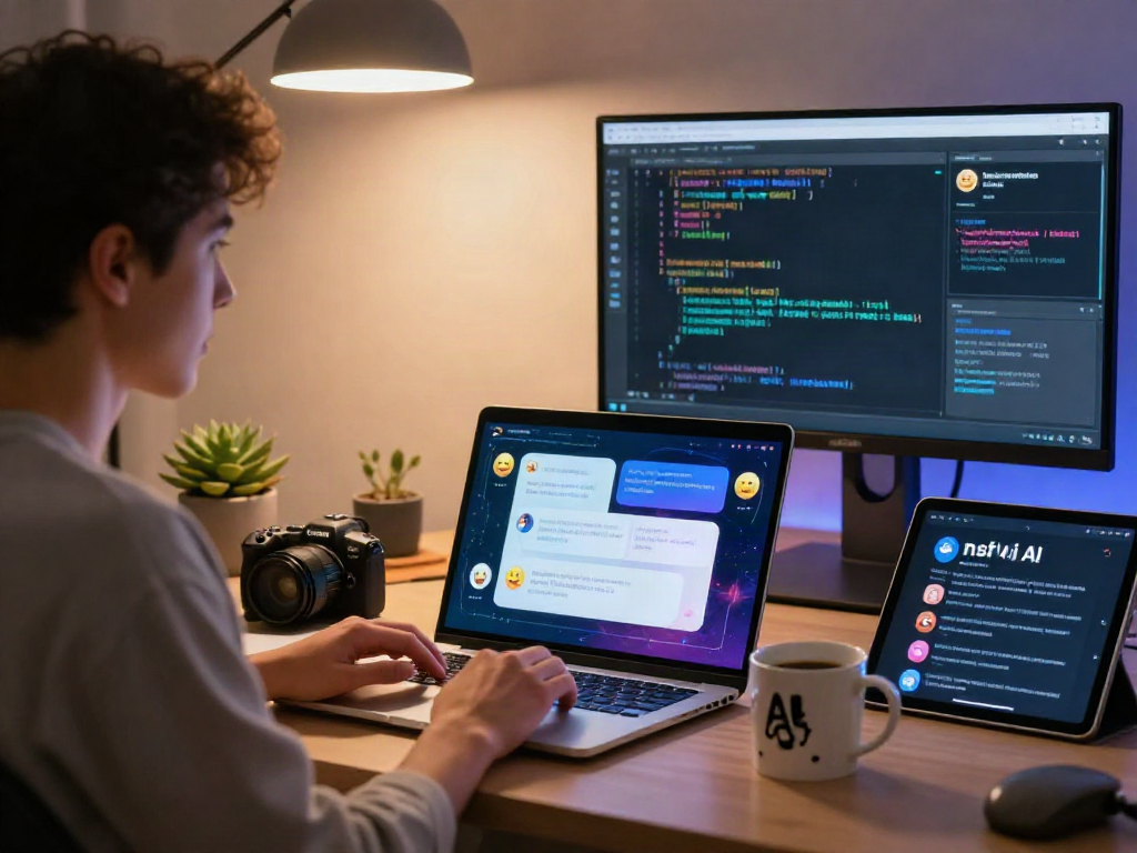 Engaging user-friendliness of nsfw ai chat displayed in a modern tech workspace.
