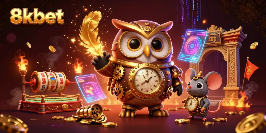 Engage in thrilling casino adventures with 8xbet's professional steampunk-themed illustration.