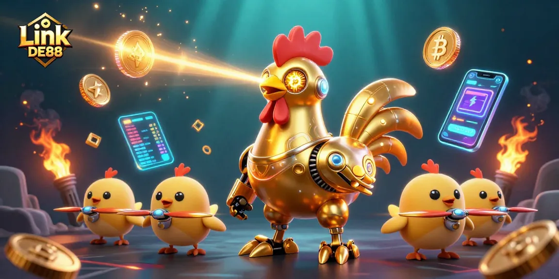 Join the thrilling action at Link DE88 with dynamic 3D casino elements in a vibrant scene.