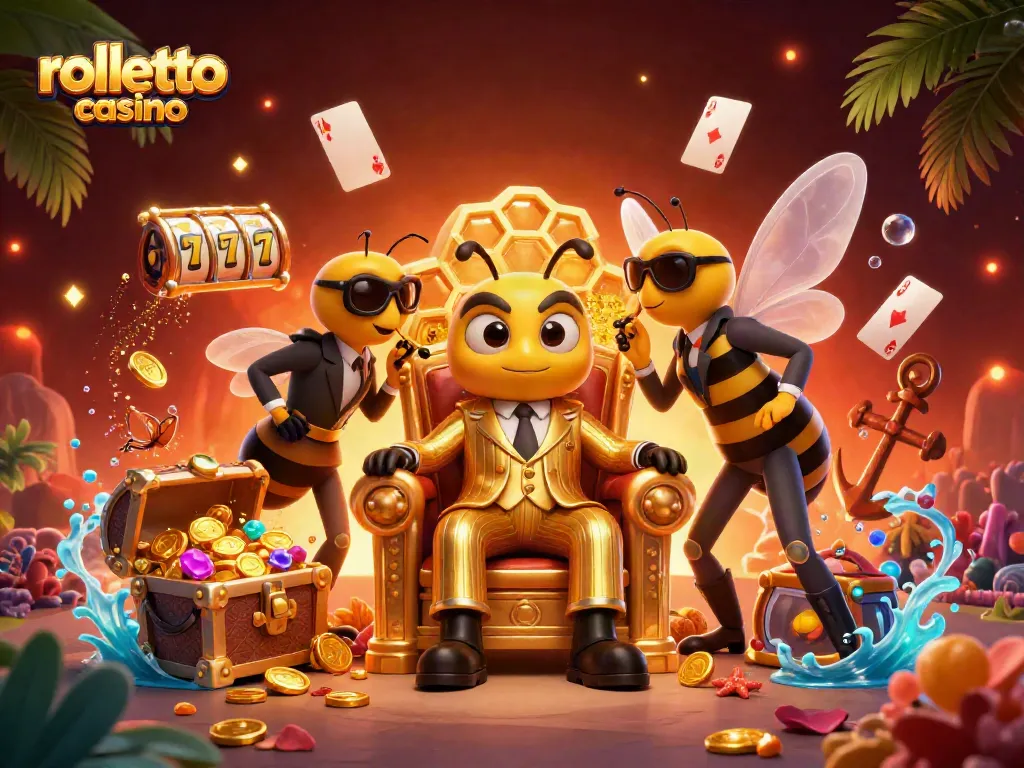 Engage in thrilling games at rolletto casino with animated characters and vibrant symbols.