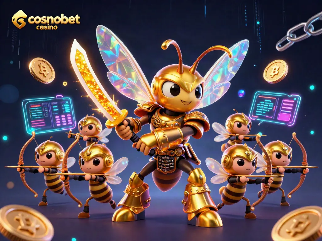 Engage in thrilling games at cosmobet casino with a vibrant 3D illustration featuring innovative characters.