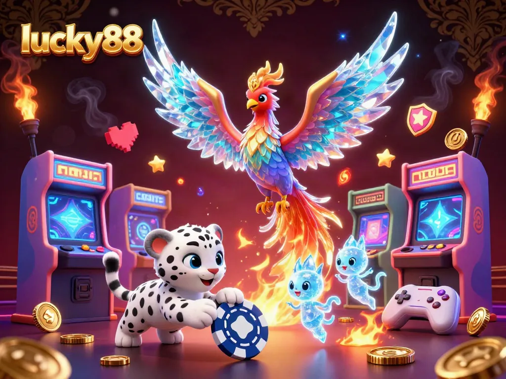 Engage with the lucky88 experience through this vibrant gambling scene, showcasing animated casino elements.