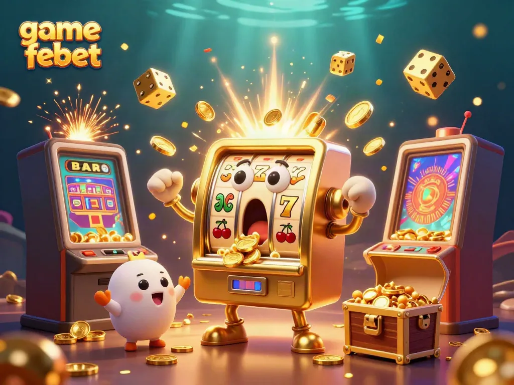 Experience the thrill of game febet with vibrant slots, animated characters, and exciting casino elements.