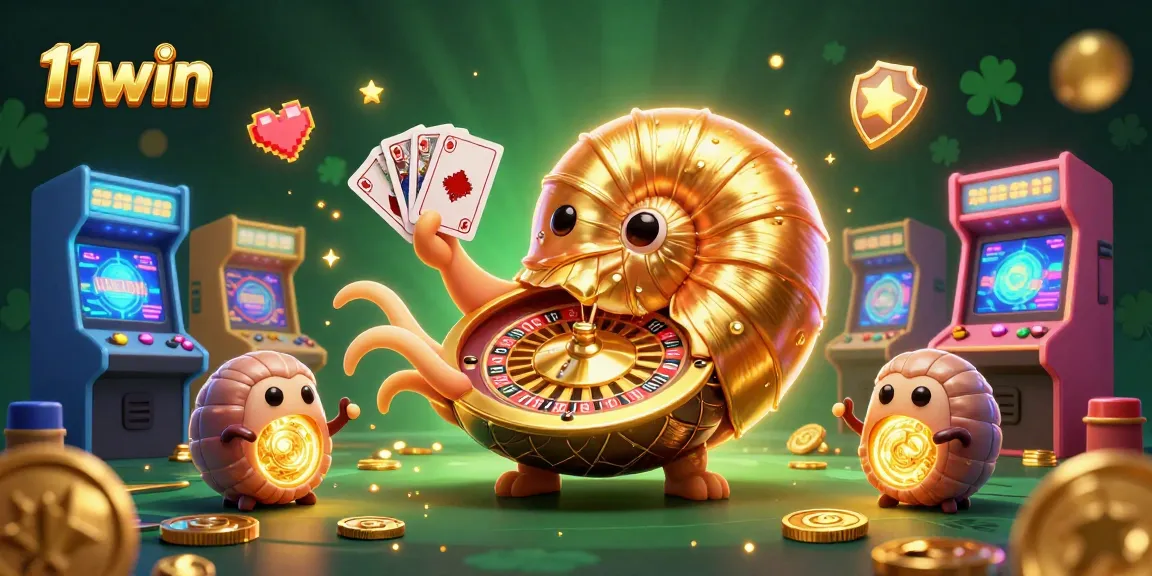 Join the excitement at 11win with a vibrant 3D casino scene featuring games and golden winnings.