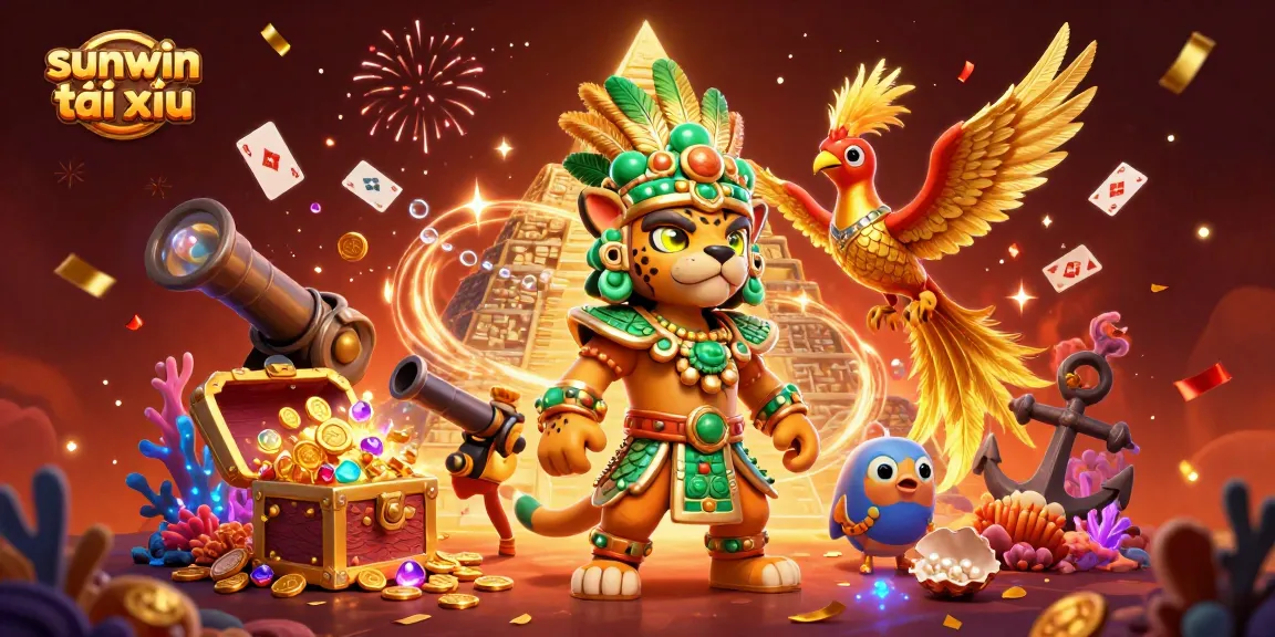 Experience the thrill of sunwin tài xỉu with animated Mayan priest and treasure elements.
