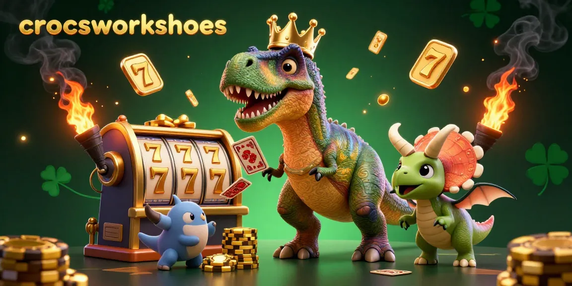 Engaging scene of crocsworkshoes characters in a vibrant casino atmosphere featuring slots and golden elements.