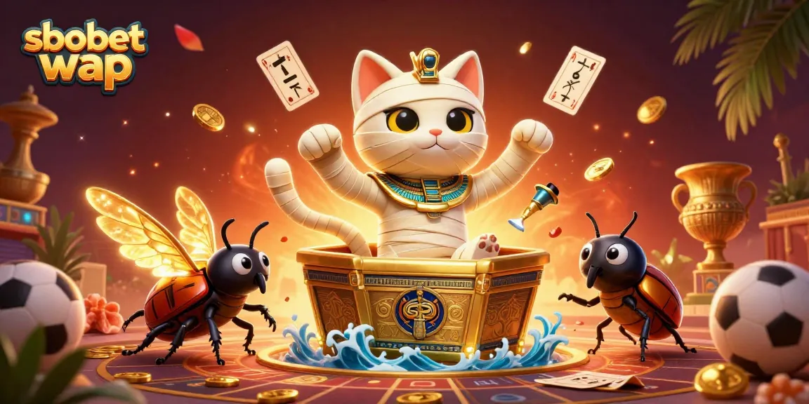 Experience sbobet wap interactive betting with a vibrant casino-themed 3D illustration.