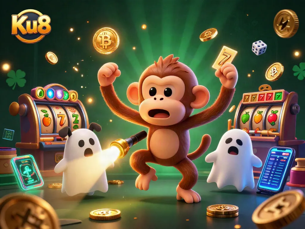 Engage in exciting gaming at Ku 88 with lively characters and dynamic casino elements in this vibrant 3D illustration.