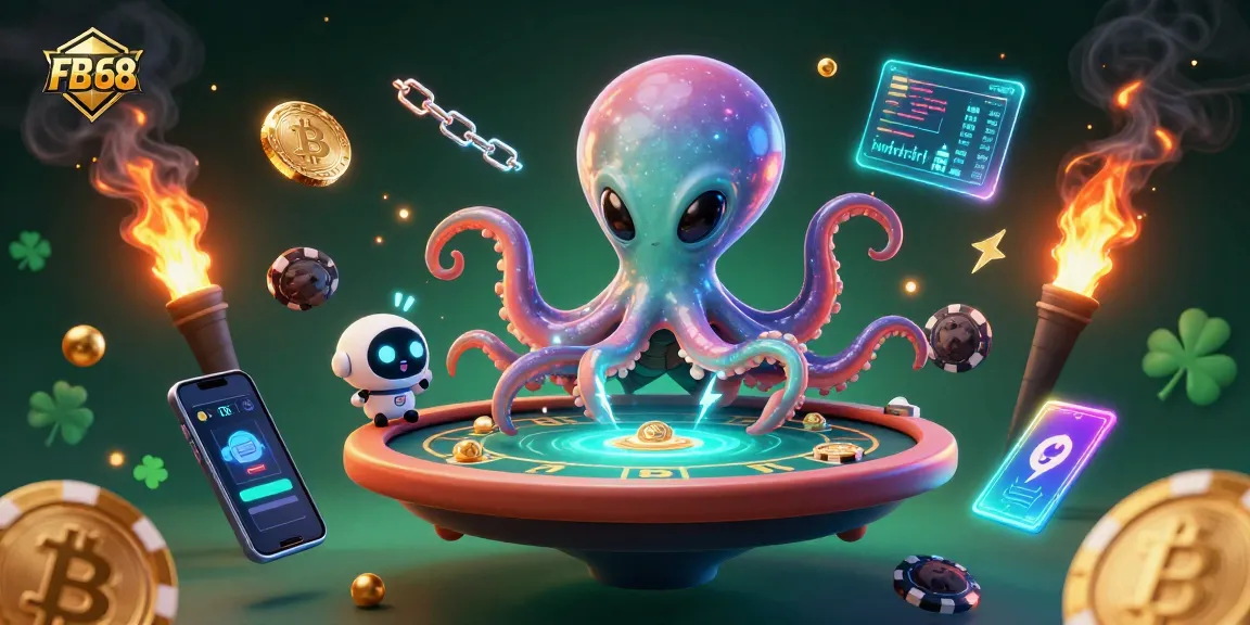 Engage with FB68 as the alien octopus masterfully operates a holographic poker table in space.