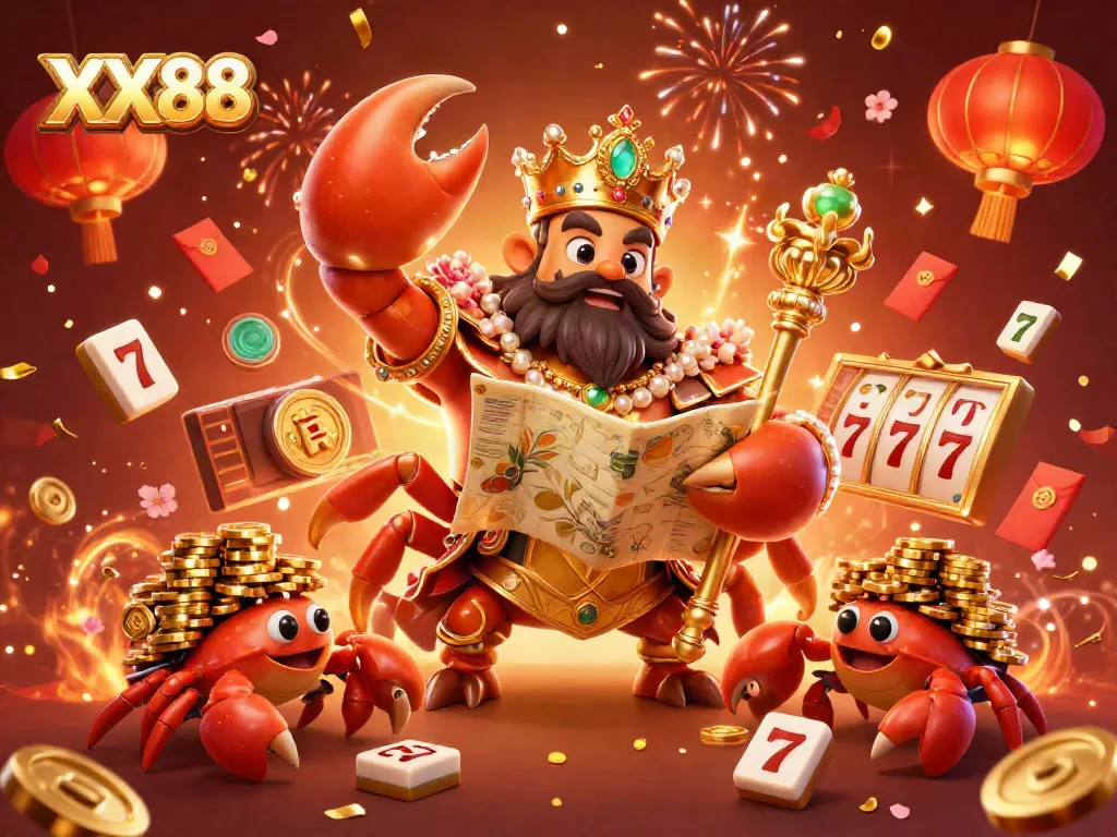 Experience thrilling jackpot wins with XX88's vibrant casino adventure featuring the golden crab emperor.