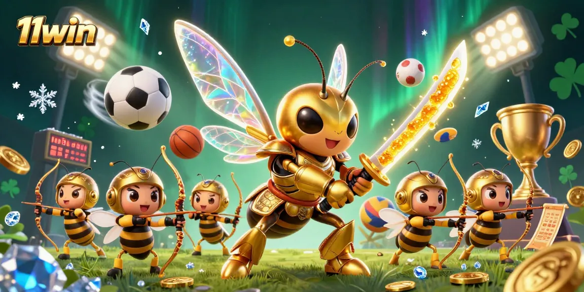 Engage in thrilling betting action with 11win's vibrant 3D casino illustration featuring dynamic sports elements.