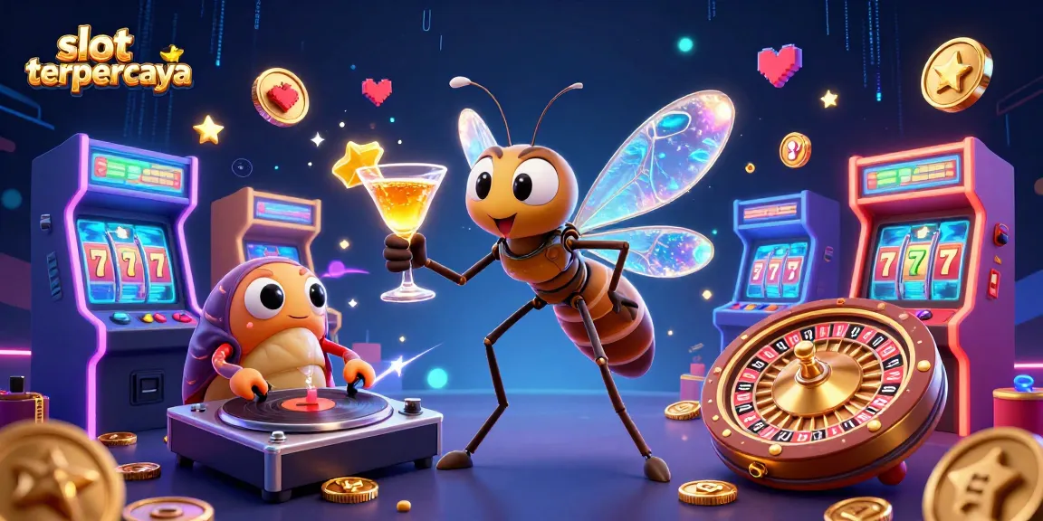 Engage with slot terpercaya in this vibrant casino scene featuring a mosquito mascot and unique gaming elements.